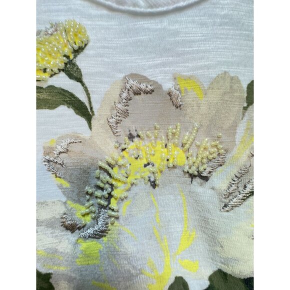 Chicos Ultimate Tee Blouse Top Womens XXL White Floral Embroidered Summer Casual - Picture 4 of 11